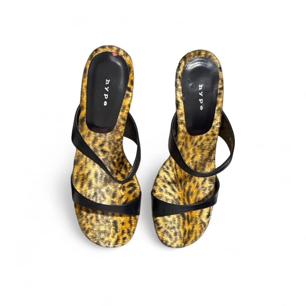 Leopard Print Leather Strap Mules - image 2